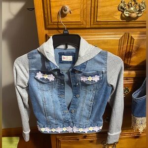 So Blue jean jacket with hoody L kids